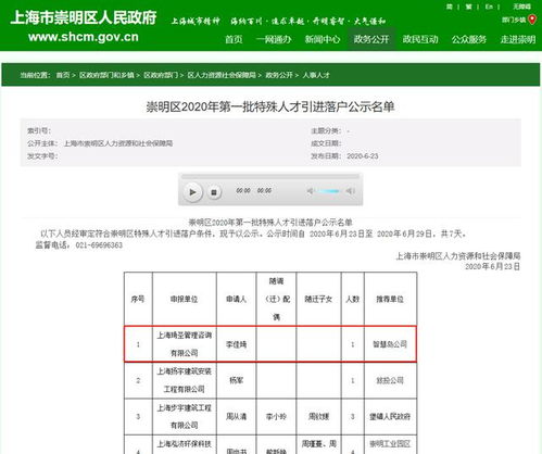 上海崇明区公示特殊人才引进落户名单 李佳琦在列